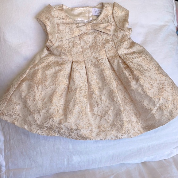Baby girl rose gold party dress with diaper cover